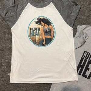 Beachbody Bundle country heat 3/4 sleeve shirt and v neck t shirt ladies cut